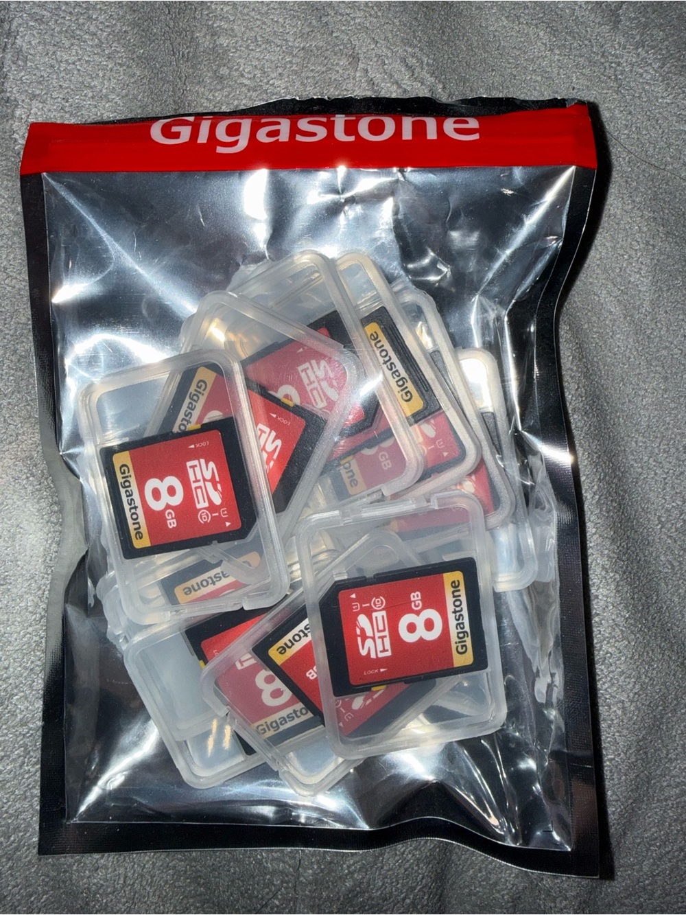 Gigastone 8GB SD Cards - Red/Black Label (Lot of 10)